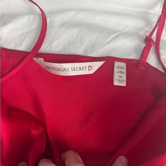 Vintage Victoria’s Secret Red Lingerie Slip Dress XS Satin Rose Bow Babydoll - Picture 4 of 15